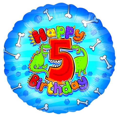 18in 5th Happy Birthday - Dinosaurs Foil
