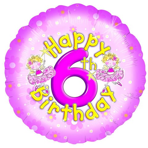 18in 6th Birthday Girl - Pink Foil