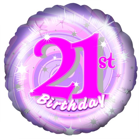 18in Age 21 Girly Swirls Foil