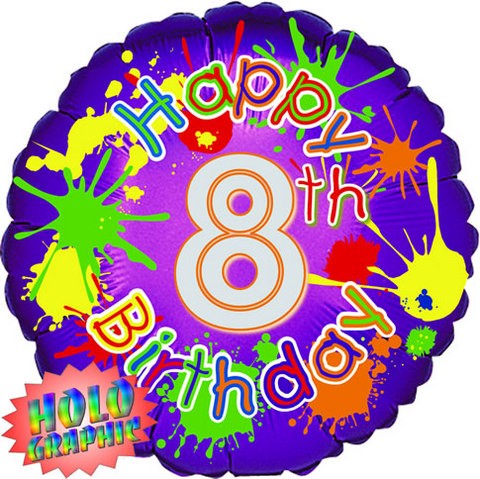 18in 8th Birthday Splash Foil