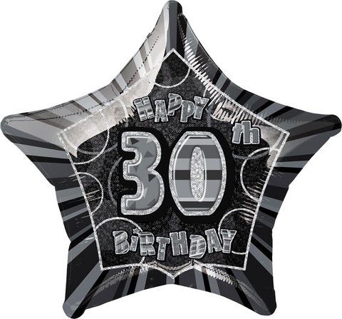 20in 30th Birthday Glitz Black Foil