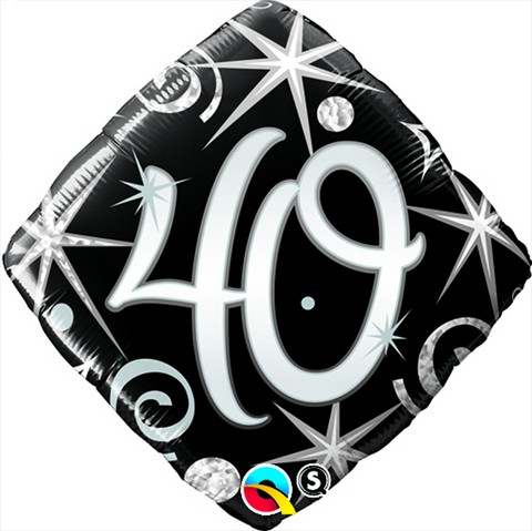 18in 40th Elegant Sparkles & Swirls Foil