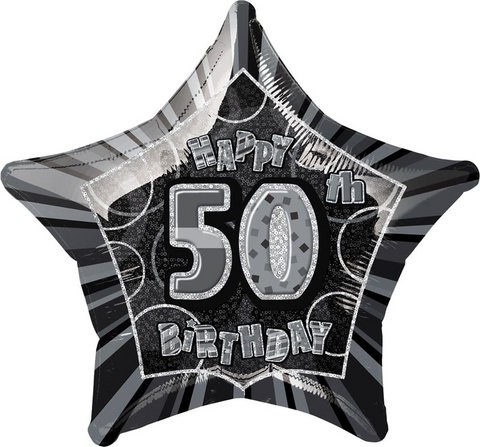 20in 50th Birthday Glitz Black Foil