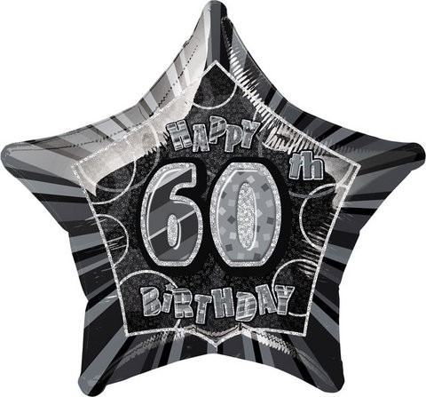 20in 60th Birthday Glitz Black Foil