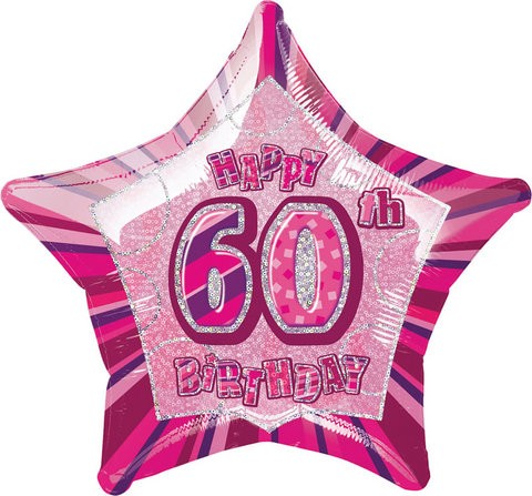 20in 60th Birthday Glitz Pink Foil