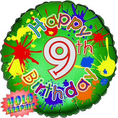 18in 9th Birthday Splash Foil