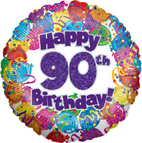 18in 90th Balloons & Streamers Foil