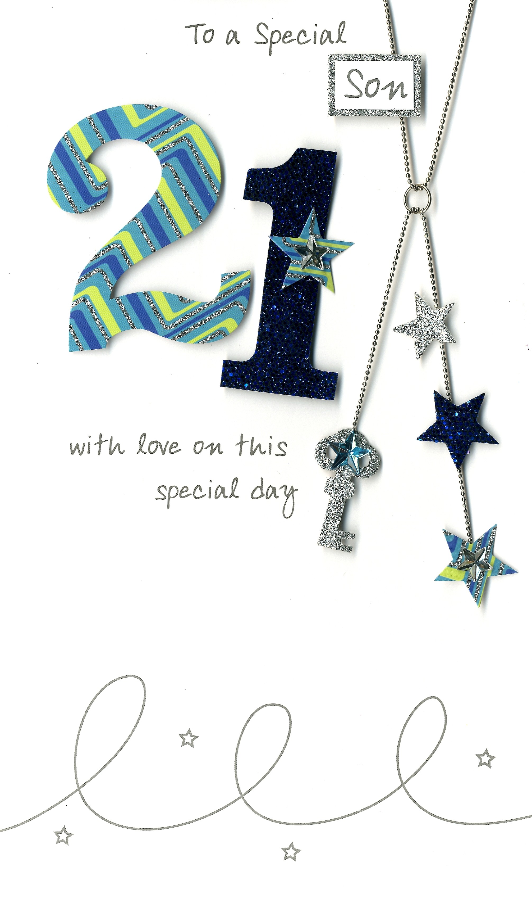21st Birthday Card- Son - 21 ' With Stars’ - SORRY OUT OF STOCK