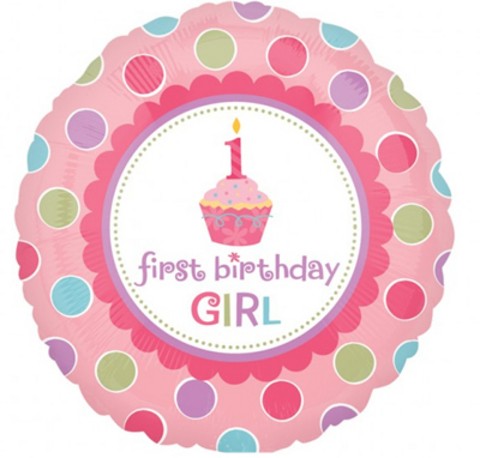 18in  1st  Birthday Sweet Little Cupcake Girl Foil