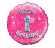 18in Happy 1st Birthday Pink Foil Balloon