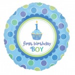 18in 1st Birthday Sweet Little Cupcake Boy Foil
