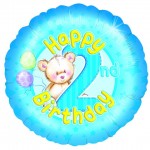 18in 2nd Birthday - Blue Teddies Foil