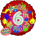18in 6th Birthday Splash Foil