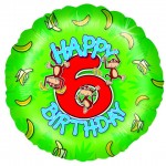 18in 6th Birthday Boy - Cheeky Monkeys Foil