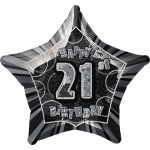 20in 21th Birthday Glitz Black Foil