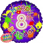 18in 8th Birthday Splash Foil
