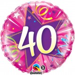 18in Shining Star Hot Pink - Age 40 Foil