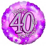 18in Pink Shimmer - Happy 40th Foil