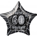 20in 60th Birthday Glitz Black Foil