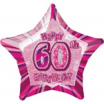 20in 60th Birthday Glitz Pink Foil