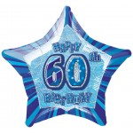 20in 60th Birthday Glitz Blue Foil