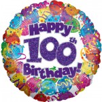 18in 100th Balloons & Streamers Foil