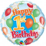 18in 1st Birthday Balloons & Stars Foil