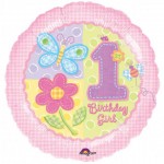 18in Hugs & Stitches 1st Birthday Girl Foil