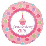 18in  1st  Birthday Sweet Little Cupcake Girl Foil