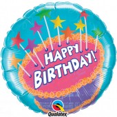 18 Inch Birthday! Cake & Star Candles Foil