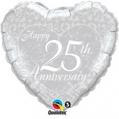 18in Happy 25th Anniversary Heart Foil