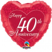 18in Happy 40th Anniversary Heart Foil