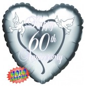 18in Happy 60th Anniversary Doves Foil